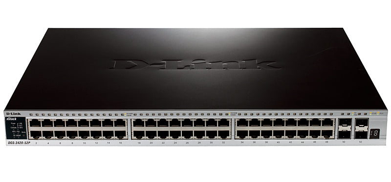 D-Link DGS-3420-52P commutateur réseau Géré L2 Connexion Ethernet, supportant l'alimentation via ce port (PoE) Noir DGS-3420-52P