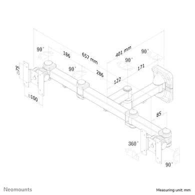 Neomounts FPMA-W960D Dual monitor/TV-beugel wand 10-27" - full motion FPMA-W960D