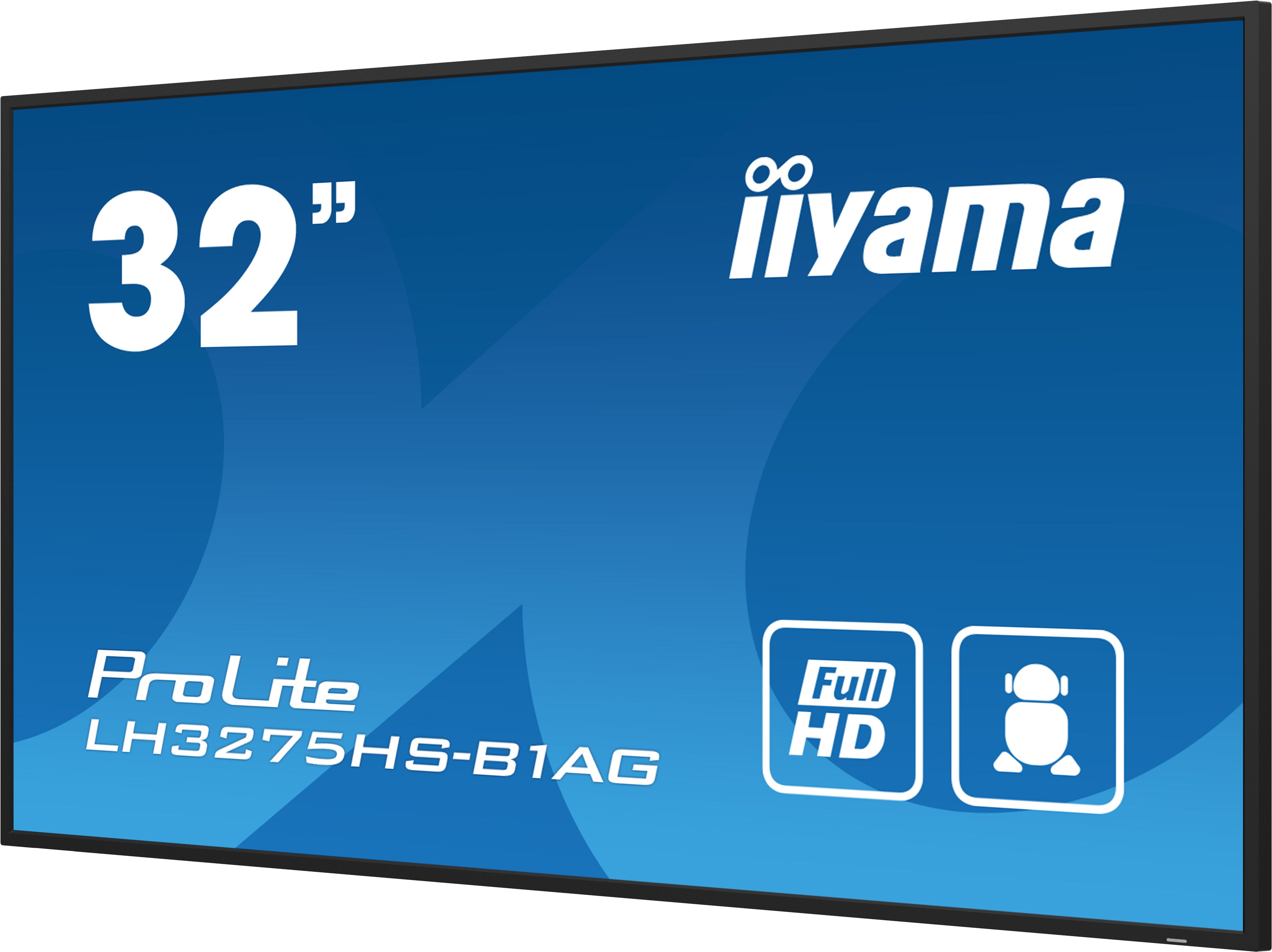 iiyama LH3275HS-B1AG Signage Display Digital signage flat panel 80 cm (31.5") LCD Wi-Fi 500 cd/m² Full HD Black Built-in processor Android 11 24/7 LH3275HS-B1AG
