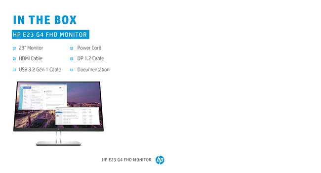 HP E-Series E23 G4 FHD Monitor écran plat de PC 58,4 cm (23") 1920 x 1080 pixels Full HD LCD Noir, Argent 9VF96AA#ABB
