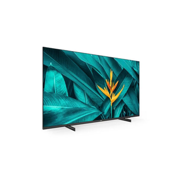 Zwarte televisie met blauwe bladeren op het scherm