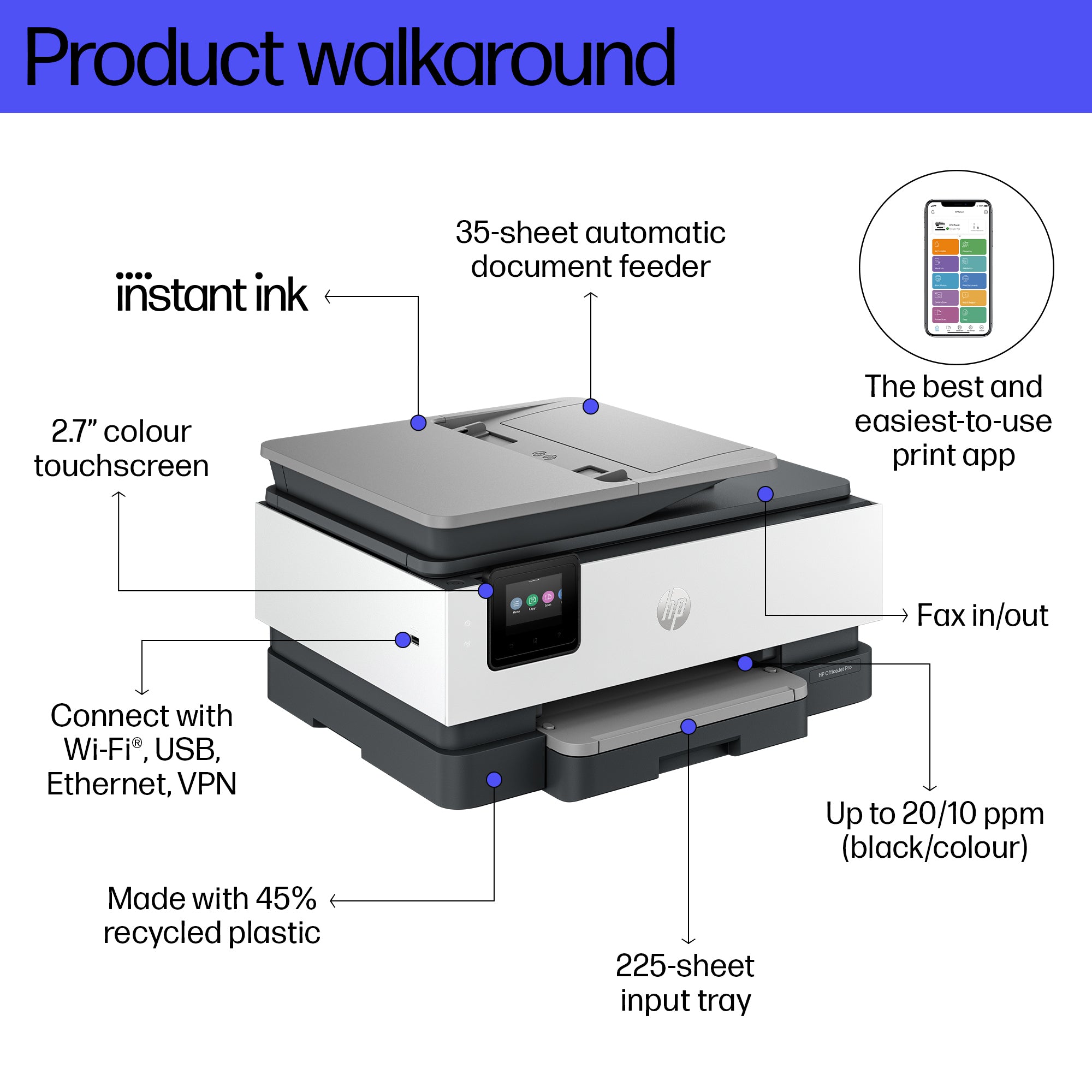 HP OfficeJet Pro 8132e All-in-One Printer with 20 ppm, gray
