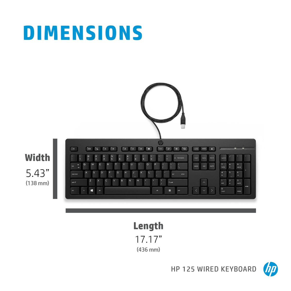 HP 125 toetsenbord QWERTY intl (USB bedraad) M27527-L31