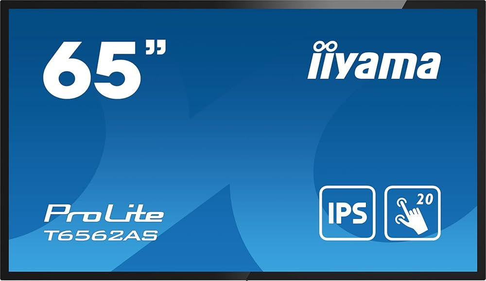 iiyama T6562AS-B1 Écran d'affichage dynamique Écran plat interactif 163,8 cm (64.5") IPS 500 cd/m² 4K Ultra HD Noir Écran tactile Intégré dans le processeur Android 8.0 24/7 T6562AS-B1