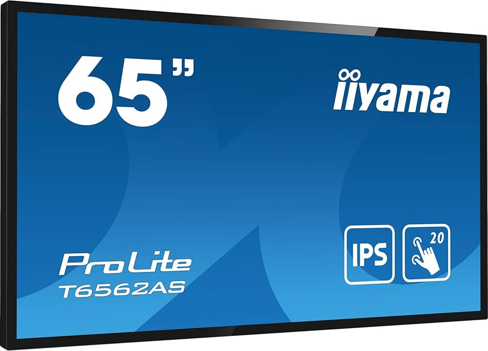 iiyama T6562AS-B1 Écran d'affichage dynamique Écran plat interactif 163,8 cm (64.5") IPS 500 cd/m² 4K Ultra HD Noir Écran tactile Intégré dans le processeur Android 8.0 24/7 T6562AS-B1