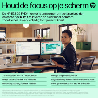 HP E22 G5 6N4E8AA 21,5″ FHD IPS 75 Hz Écran – Noir/Argent