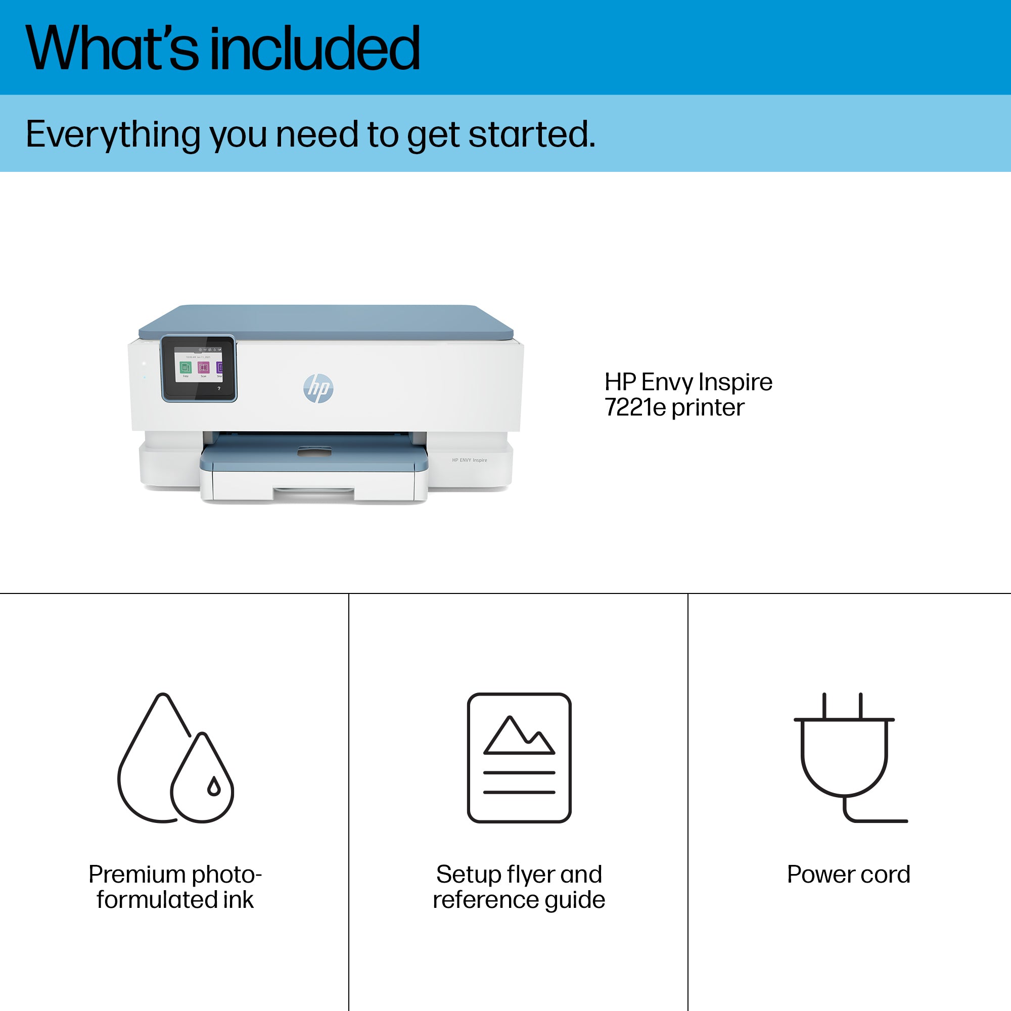 HP ENVY Inspire 7221e Sans fil All-in-One Couleur Imprimante, Instant Ink; Impression photo 2H2N1B#629