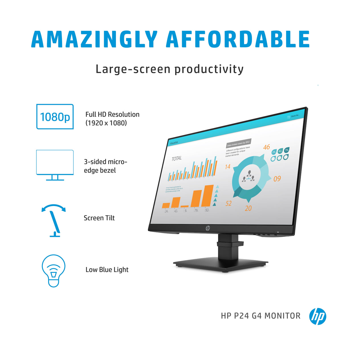 HP P24 G4 23,8" Full HD Monitor 1A7E5AA#ABB