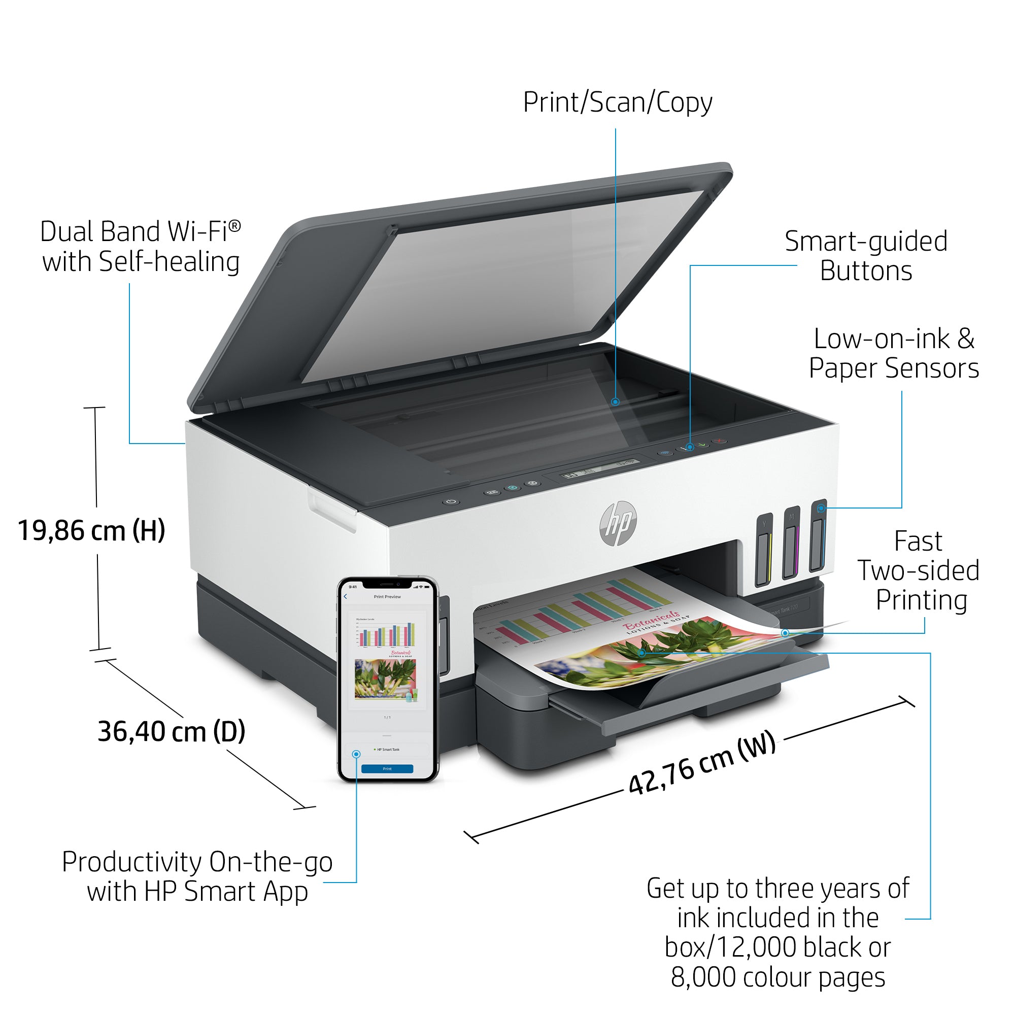 HP Smart Tank 7005 Draadloos All-in-One Kleur Printer, Dubbelzijdig printen; Kopieerapparaat, Scanner 28B54A#BHC