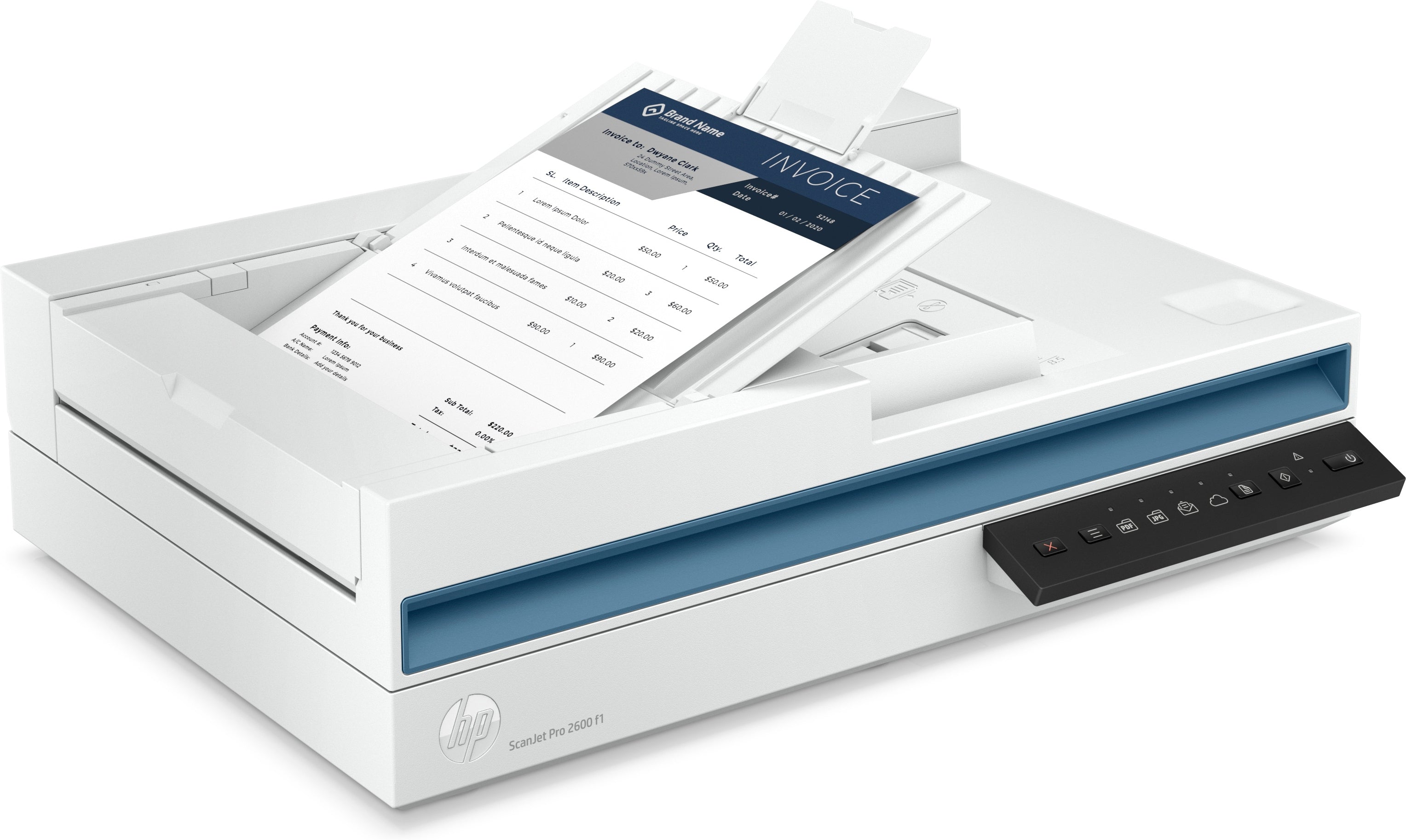 HP Scanjet Pro 2600 f1 Scanner à plat et chargeur automatique 600 x 600 DPI A4 Blanc 20G05A#B19