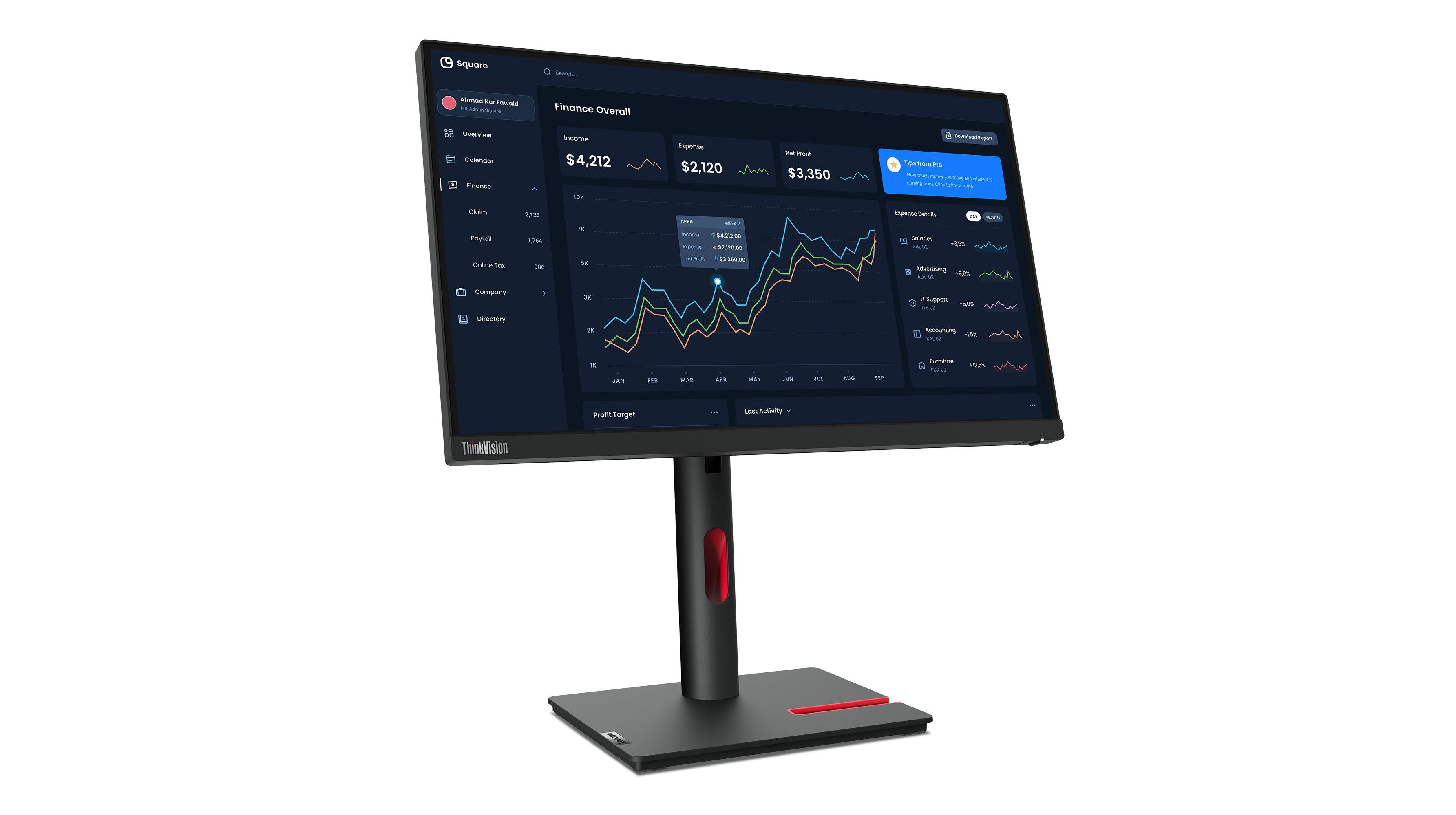 ThinkVision T22i-30 - Écran LED IPS Full HD 21,5 pouces - 1920x1080 - Pivot / Réglable en hauteur (HAS)
