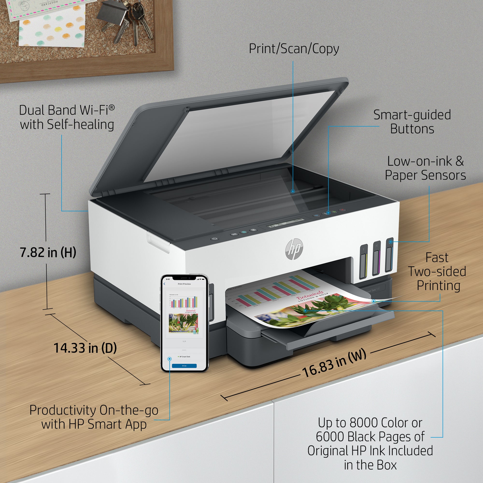 HP Smart Tank 7005 Draadloos All-in-One Kleur Printer, Dubbelzijdig printen; Kopieerapparaat, Scanner 28B54A#BHC