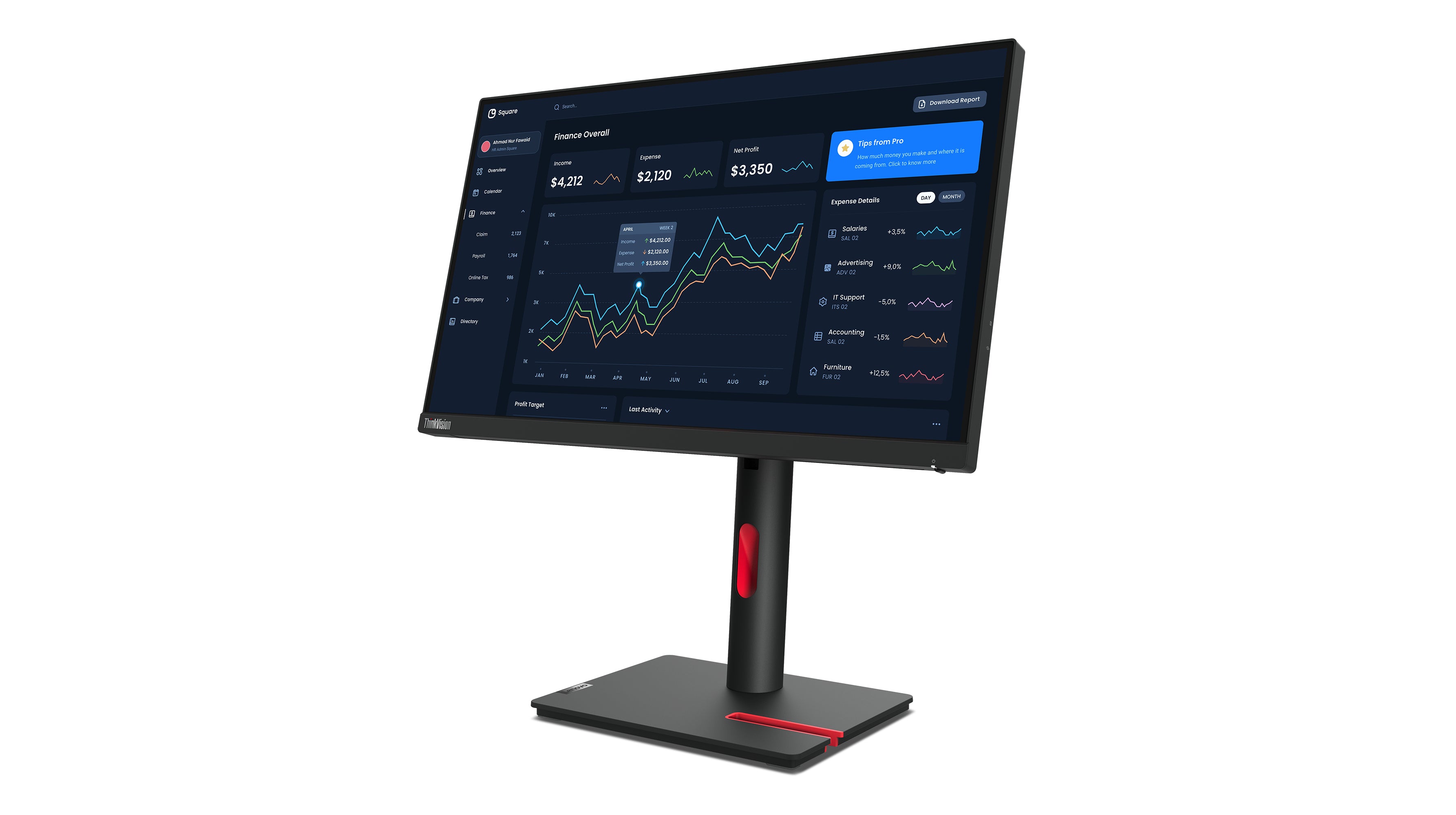 ThinkVision T22i-30 - Écran LED IPS Full HD 21,5 pouces - 1920x1080 - Pivot / Réglable en hauteur (HAS)