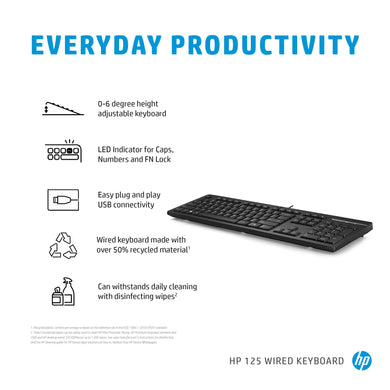 HP 125 Bedraad toetsenbord QWERTY Spaans M27527-071 - Compridis