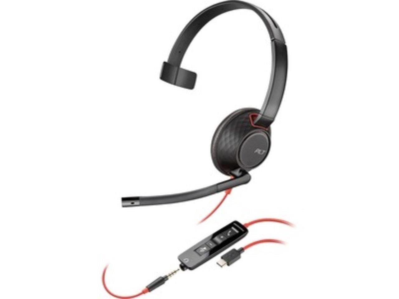 Poly Blackwire 5210 Casque Avec fil Arceau Appels/Musique USB Type-A Noir, Rouge 207577-03