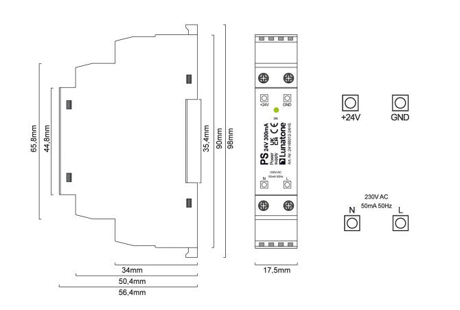 Lunatone Voeding PS 24V 300MA 24166012 - 24HS - Compridis